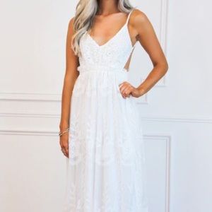 NWT. White floral lace maxi dress.